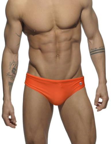 RQPYQF Slips de Bain Hommes, Maillot de Bain Homme Slip Taille Basse Short de Natation Slips de Bain avec Cordon de Serrage Réglable YK2433 (Orange, L)