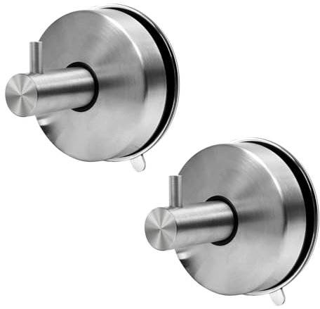 Zaxiva 2 Ganchos Ventosa 304 Acero Inoxidable Extra Fuerte, Colgador Toalla Baño Sin Perforar, Fáciles de Instalar, con Ventosa de Succión Potente, Ideal Para Accesorios de Baño y Cocina en el Hogar