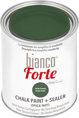 Bianco Forte - Forest Green - (1L) All-in-One Chalk Paint & Sealer: Most Durable Furniture, Cabinet, Wall & Door Paint – Fast Drying, Interior/Exterior, Matte Finish, Easy Application