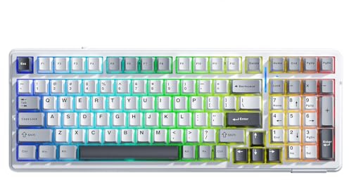 AULA F99 3 Modes RGB Hot Swap Mechanical Linear GrayWood V3 Switch Wireless Macro Keyboard Grey