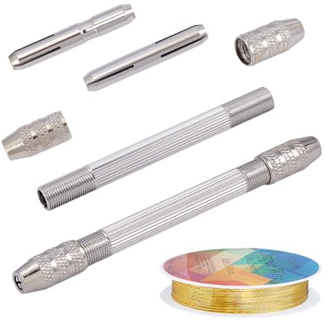 UNICRAFTALE 3pcs Strumento di Filo di Rame Spillato 1 Rotoli Filo di Rame per Gioielli Mini Trapano a Mano Morsa Pin Avvolgimento di Filo di Rame per Produzione di Gioielli Strumento di Torsione Filo
