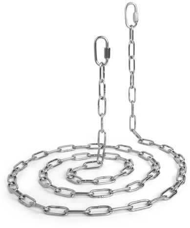 6 Feet Small Metal Chain with Hooks, 120 Pounds Light Weight Chain Link, 1/8 Inch Thin Adjustable Stainless Steel Chain for Bird Feeder, Plant, Fruit Basket Decorative Hanging, Silver