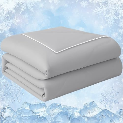 PENGZHU TECHNOLOGY Cooling Blanket Comforter Queen Size, Cooling Blankets for Hot Sleepers and Night Sweats, The Cold Blanket for Queen Size Bed, Gray Summer Blanket Breathable Soft.