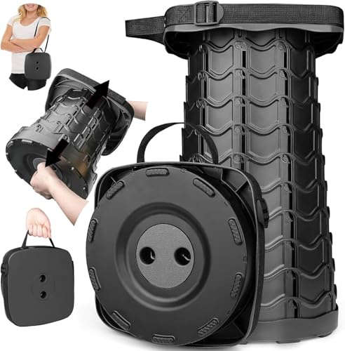 Square Collapsible Stool for Adults, Portable Folding Camping Seat, 400lbs