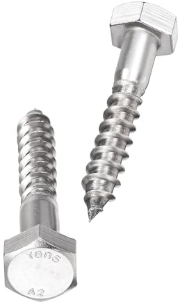 Unifizz 10 viti esagonali per legno, M10 x 60 mm, in acciaio inossidabile 304, viti autofilettanti a mezza filettatura per legno e terrazze, elementi di fissaggio resistenti