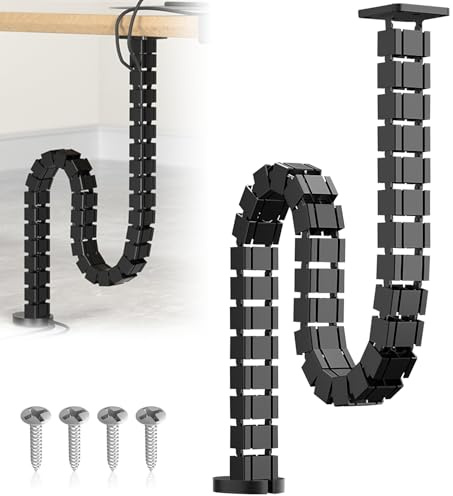 KOVSGQ Guía De Cables Vertical Columna Organizadora De Cables Gestión De Cables Flexible para El Escritorio 125cm Guía De Cables De Montaje para Escritorio Regulable En Altura (Negro)