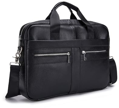 FANDARE Pelle Ventiquattrore Uomo 24 Ore Borsone Borsa a Tracolla Weekendiera Borse spalla Messaggero Business Sacchetto Borsetta per 15.6 pollice laptop Cartella Professionale per Lavoro Viaggi Nero