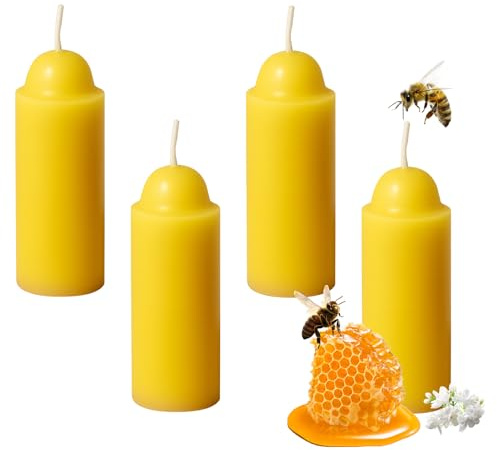 4 PCS Beeswax Candles, Pure Beeswax Candles UK, Small Dome Bees Wax Candle UK with Cotton Wick for Relaxation, Handmade, Non-Toxic, Eco-Friendly