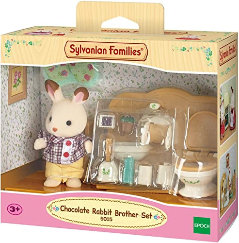 Sylvanian Families 5015 Schokoladenhasen Bruder mit Waschraum - Puppenhaus Spielset, Mehrfarben