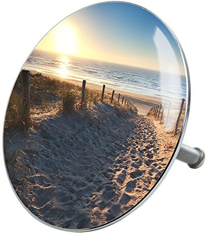 Sanilo Badewannenstöpsel Düne, Stöpsel für die Badewannen deckt den kompletten Abflussbereich ab, universal mit Motiv