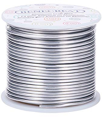 BENECREAT 12 Gauge (2mm) 100 Feet (30m) Anlaufbeständiger Aluminiumdraht Grundfarbe für Schmuck Perlenstickerei Modellskelett