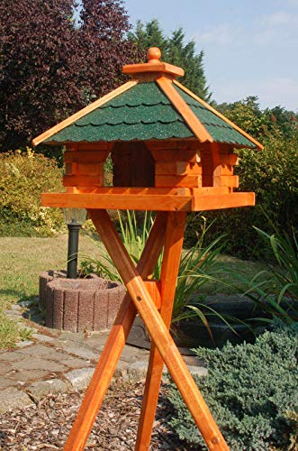 DEKO VERTRIEB BAYERN XXXL Premium Vogelhaus mit/ohne Ständer Futterhaus Vogelfutterhaus Vogelvilla, Farbe: Grün mit Ständer