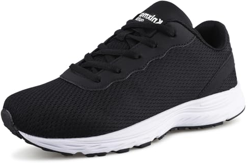 Knixmax Outdoor Wide Fit Trainers for Men Women Classic Running Shoes Athletic Gym Sneakers Lightweight Breathable Comfortable Unisex Black UK6-EU39