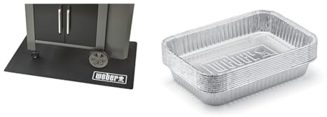 Weber Barbecue Floor Protection Mat | BBQ Grill Mat/Heat Mat | Rubber Floor Mat | Weber Barbecue & 6415 Drip Pans 10-Piece, Small, Silver