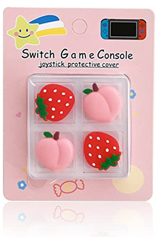 Joystick Kappen Kompatibel mit Switch & Switch Lite & Switch, Süße Joycon-Daumengriffkappen aus Silikon,Weiche Silikon Thumb Grip Niedlich 3D Analog Stick Abdeckung für Joy Con Controller-(4Pcs)