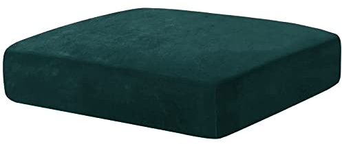 CHELZEN Velvet Sofa Seat Cushion Cover, Stretch Sofa Cushion Slipcovers, Couch Cushion Covers, Replacement for Individual Cushion Furniture Protector (1 Seater, Blackish Green)