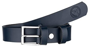Ladeheid Cintura in pelle per bambini 2,5 cm K1D5 (Blu Marino-1/Logo-1,55 cm, Lunghezza totale 74 cm)