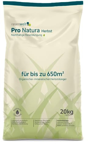 rasenwelt Herbstdünger Pro Natura 20kg I organisch-mineralischer Bio Rasendünger I ideal im Herbst