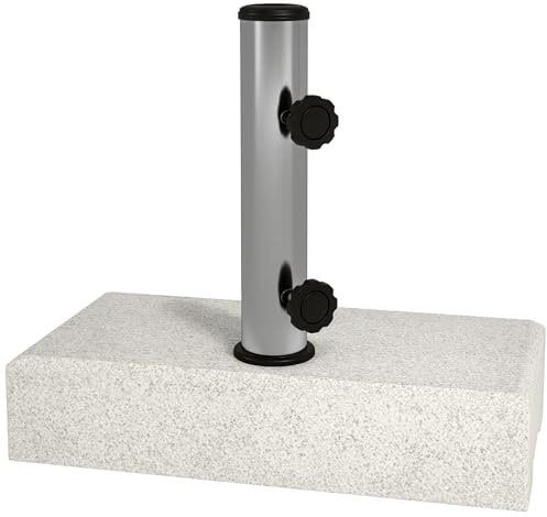 Outsunny Base per Ombrellone da Giardino 25kg per Pali da Ø32mm, Ø38mm e Ø48mm, Base Ombrellone in Granito e Acciaio Inox con Manopole Laterali e Maniglie, 45x22.5x40 cm, Grigia