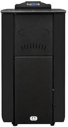 STUFE A PELLET ITALIA Asia - Estufa de pellets hidro para sistema de calefacción, eficiencia 92%, calienta 180 m², autonomía 22 h, programable, 5 potencias, color negro