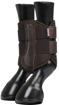LeMieux Mesh Brushing Boots - Pair of Tough & Durable Boots - Fits Front or Back - Brown - Medium