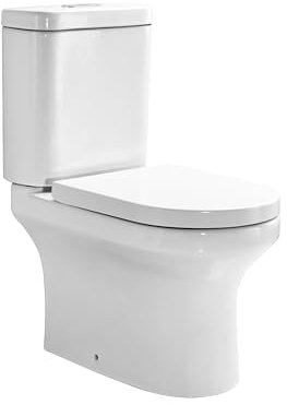 Close Coupled Toilet Rimless Modern Bathroom WC Short Projection with Soft Close Seat