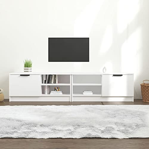 ShGaxin Meuble TV 2 pièces, meuble de salon, meuble TV, petit meuble, table d'appoint, table de télévision, contreplaqué blanc 80 x 35 x 36,5 cm