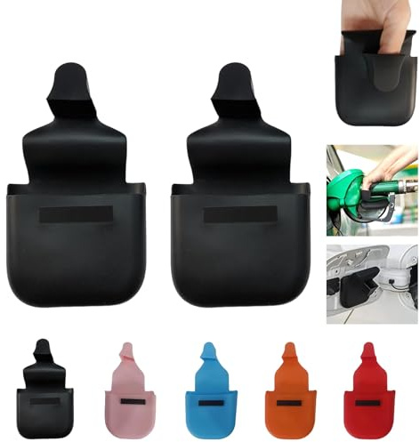 2 x Reusable Fuel Pump Gloves, Black Reusable Silicone Fuel Gloves with Magnetic Holder, Silicone Gloves for Pumping Gas, Comfortable Fuel Gloves