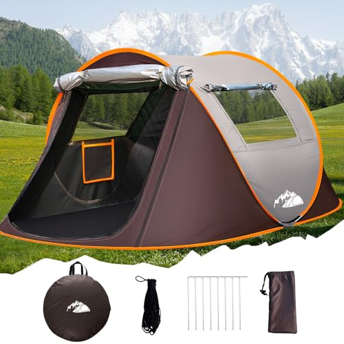 FORMIZON Tenda Campeggio 2 Posti, Tenda Pop Up 250 * 150 * 110cm con Porta a Cerniera, Tenda Trekking per Familiare Picnic in Cortile Parco Spiaggia (Cachi)