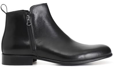 CAFèNOIR - Bottine En Cuir Pour Homme Avec Fermeture Éclair, Pour Homme, Couleur Noir, Taille 40