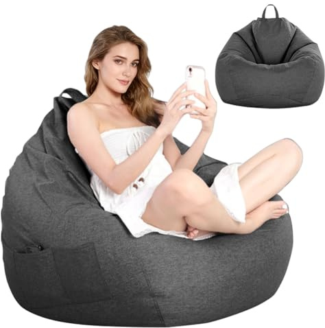 Pouf XL Bean Bag Chair, Solo Rivestimento (Senza Imbottitura) 100x120 cm Pouf Sacco Seduto per Bambini e Adulti con Chiusura Lampo, Poltrona a Sacco Interno ed Esterno per Camera da Letto, Soggiorno