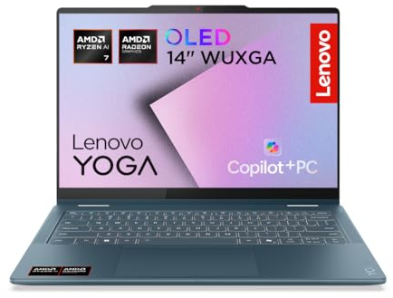 Lenovo Yoga 7 (2 in 1) Notebook Copilot+ PC Convertibile Touch 14” OLED WUXGA (1920x1200), AMD Ryzen AI 7 350, RAM 16 GB, 512 GB, 60 Hz, Windows 11 Home, WiFi 7 - Tidal Teal