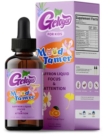 Liquid Saffron for Kids, Saffron Supplements Drops for Mood & Focus Support, Mood Tamer Kids Saffron Extract Herbal Drops – Chamomile, Lemon Balm, Passionflower – Natural Plant-Based Formula, 2 fl oz