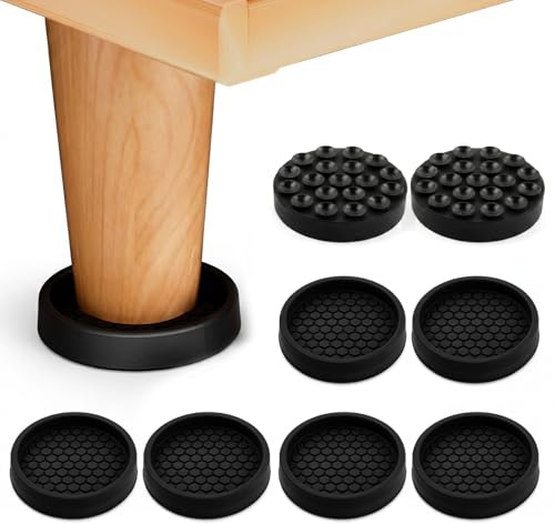 8 Piezas Tazas para Muebles,Protector de Ruedas para Muebles con Ventosa,Antideslizante Posavasos de Muebles,Almohadillas Protectoras para Sofás, Camas, Sillas, Negro