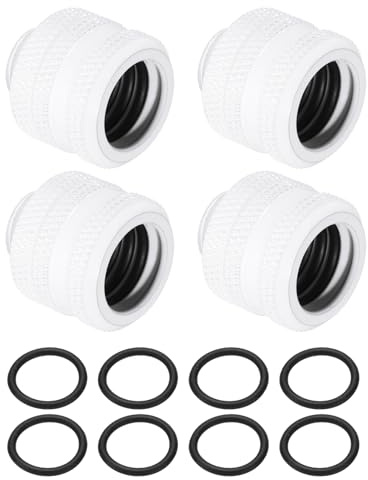 QUARKZMAN 4Pcs Raccordi A Compressione Per Tubi Rigidi (G1/4 A 10 ID 14mm OD, Bianco) - Raccordi A Compressione Per Serraggio Rapido Per Tubi Flessibili/Sistemi Di Raffreddamento Ad