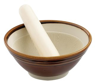 Helen’s Asian Kitchen Suribachi Set, Ceramic Mortar Bowl with Wooden Pestle