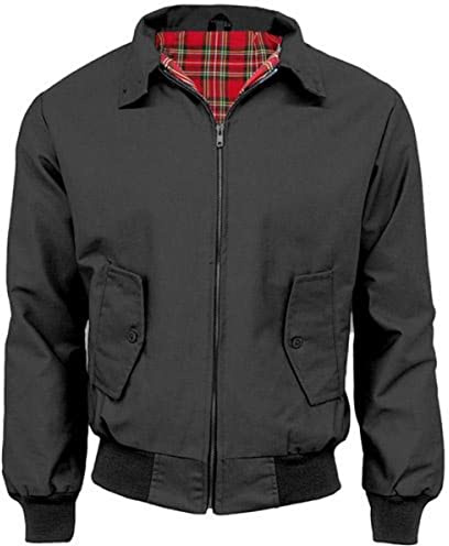 GAME Chaquetas clásicas Harrington: fabricadas en el Reino Unido, Negro, L