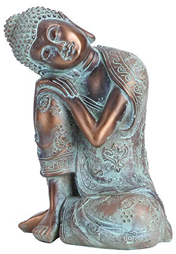 Statue Bouddha Couché 23cm, Décoration Zen en Résine Antique, Statue Méditation pour Maison et Jardin, Décoration Asiatique et Bouddhiste, Ambiance Paisible et Spirituelle