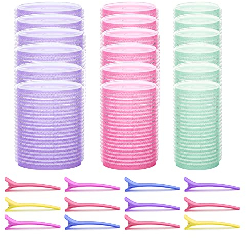 Zeaye 30 pezzi bigodini set, bigodini Adesione-bigodino autoadesive professionali Klettwickler LockenwicklerClips rullo a pelo conservare per Salon Barber Barber