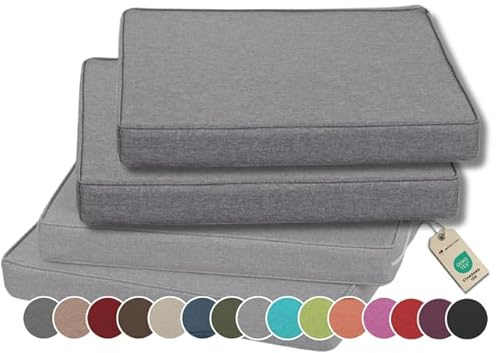 Gutekissen Coussin de Chaise Coussin d'assise pour chaises/bancs pour la Maison et Le Jardin Coussin de Jardin Coussin d'assise Plusieurs Couleurs FK5 (60x60, Gris, 2)