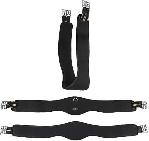 Equinate Langgurt Fremont mit 20mm Memory Foam 140cm - anatomischer Bauchgurt, Sattelgurt Schwarz