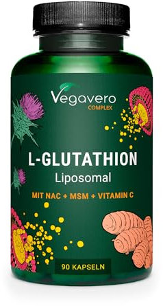 Vegavero Glutatione Liposomiale e Ridotto | Con NAC, Vitamina C, MSM, Glicina e Cardo Mariano | Antiossidante, Disintossicante, Immunostimolante | 90 Capsule | Vegano e Senza Additivi