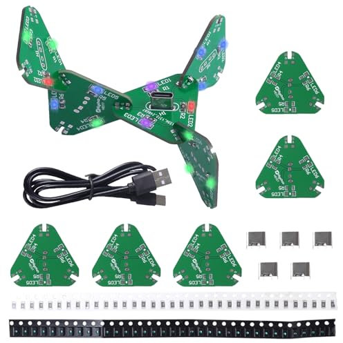 DIY Lötübungsset, 5 Stück spleißbare Kreative Leiterplatte mit LEDs, SMD DIY Elektronik Löten Bausatz für Anfänger,Studenten und Heimwerker, zum Erlernen der Elektronik (Dreieck)