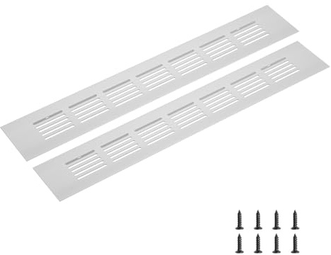 sourcing map Rectangle Ventilation Grille 300x50mm/12x2 Silver Tone | Aluminum Alloy Mesh,Air Vent Cover,Louvered Ventilation Cover,with Mounting Screws for Cabinet Shoe Closet