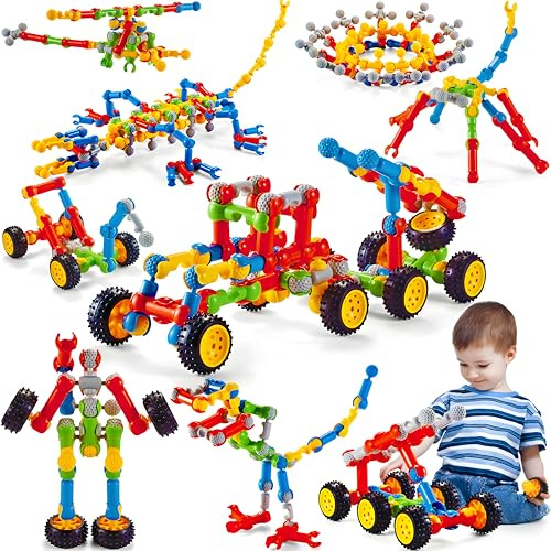 MOONTOY 110 Piezas Bloques Construccion Niños Juguetes para Niños 3 4 5 6 7 8 9 Años Juegos Creatividad Juguetes Educativos de Juegos de Construcción Mejor Regalo para Mayores de 3, 4, 5, 6, 7, 8 Años