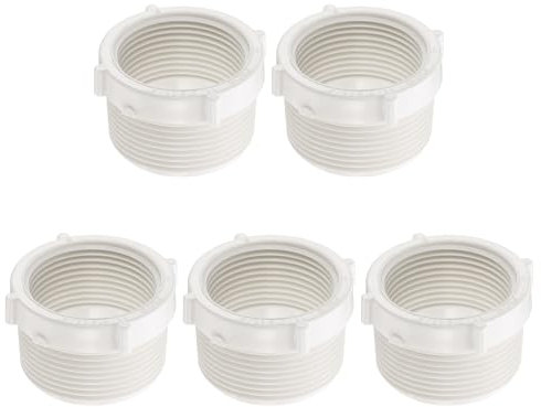 sourcing map 5 Pcs PVC Reducer Bushing G1-1/2 Male Thread to G1-1/4 Female Thread Coupling Connectors PVC Pipe Reducer Adapter Fitting for Pipe Connecting Plumbing System, White