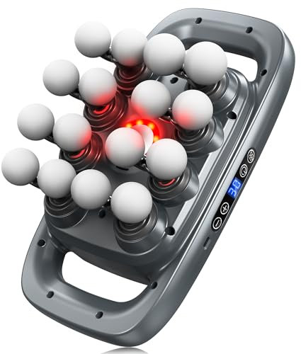 Yeerain 16-Kopf Massagepistole, mit 3 Massagemodi und 30 Einstellbaren Geschwindigkeiten, Massagegerät mit Rotlicht zur Linderung von Muskelverspannungen und Müdigkeit für Rücken, Taille, Oberschenkel