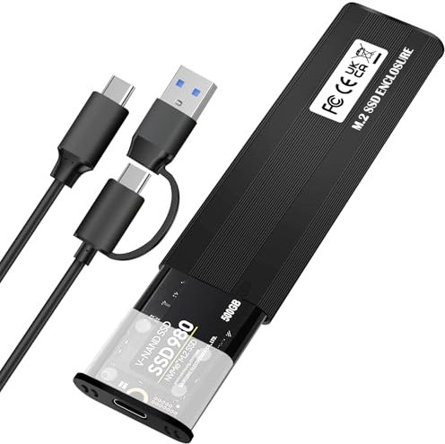 Case SSD M.2 NVMe, 10Gbps 6TB Adattatore SSD M.2 NVMe con Cavo 2 in 1, USB 3.2 Gen 2 NVMe PCIe M-Key/M+B Key, Alluminio Esterno Enclosure, Tool-Free, Lettore SSD per NVME 2230/2242/2260/2280