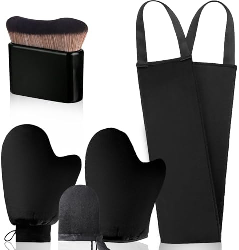 5-in-1 Self-Tanning Mitt Set with Brush, Back Applicator Glove, and Cream Tanner