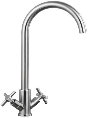 Yolispa Kitchen Mixer Tap, Chrome Monobloc Kitchen Faucet with 360° Swivel Spout, Dual Lever Kitchen Sink Tap, Dual Lever Sink Mixer Tap for Kitchens, for Hot and Cold Water